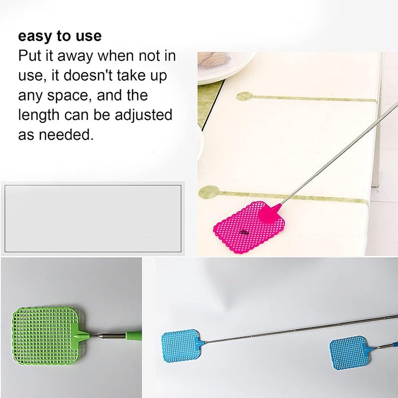 KooingTech 9PCS Fly Swatter, 10 to 29in Retractable Fly Swatter, Flyswatter with 3x3.7in Mesh Frame Suitable for Various Places Such as Homes Offices Outdoors and Camping - Image 4